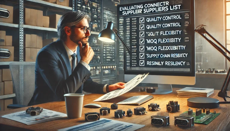 Connector supplier evaluation Procurement checklist Reliable connector suppliers High-reliability connectors B2B connector procurement Supplier quality assessment Connector supply chain Supplier performance in connectors Connector sourcing strategy Risk management in procurement