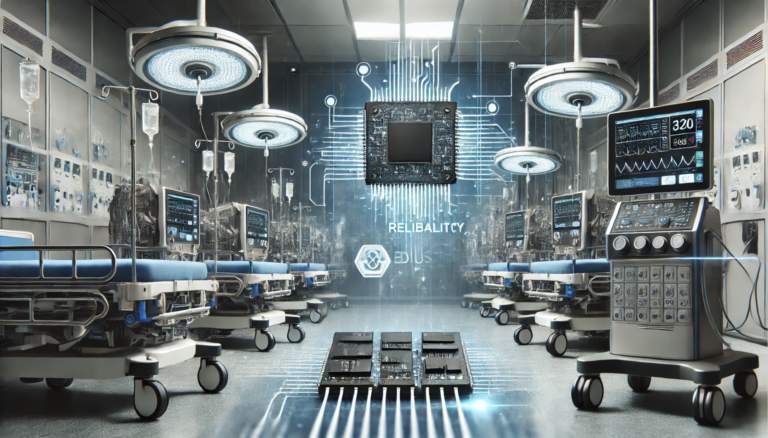 High-tech ventilator system showcasing advanced chip integration for medical reliability.