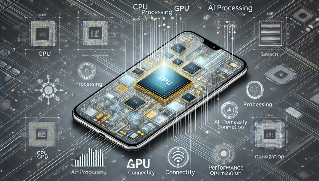 Illustration of a smartphone chipset showcasing hidden chips and their role in AI, security, and performance optimization.
