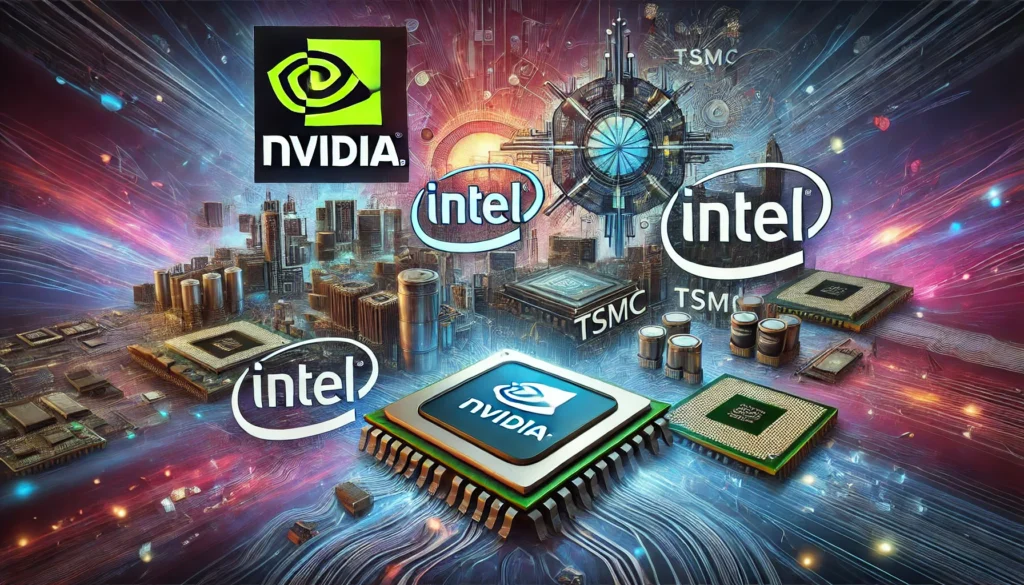 2024 AI chip market leaders comparison showing NVIDIA, AMD, and Intel semiconductor technologies