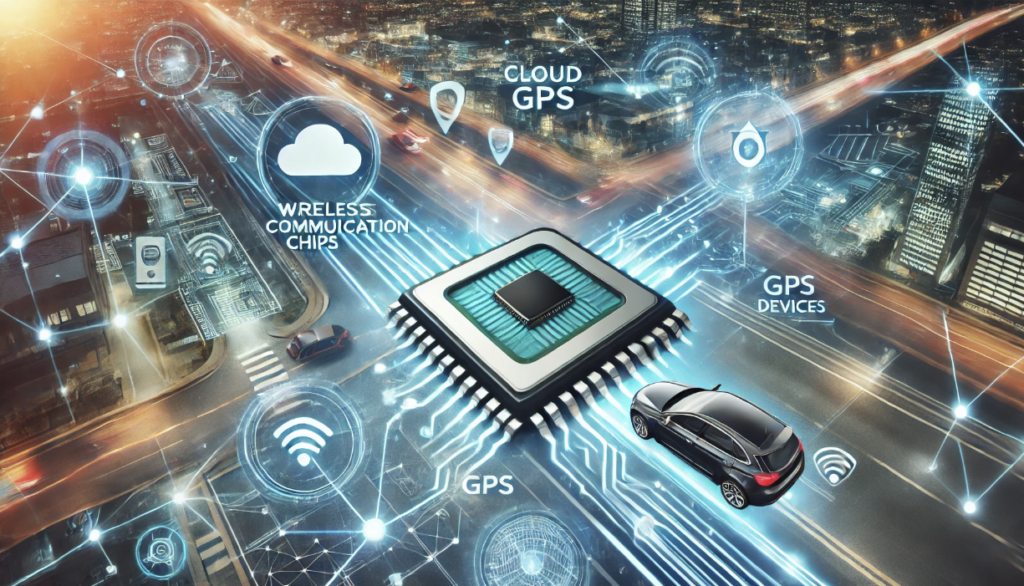Connected car utilizing wireless communication technologies like V2X and 5G for enhanced safety and efficiency.