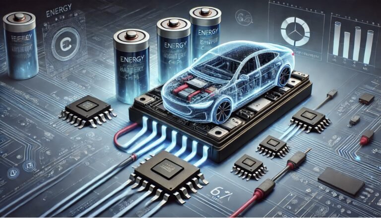 IC chips improving battery performance in electric vehicles by enhancing energy efficiency, driving range, and thermal management.